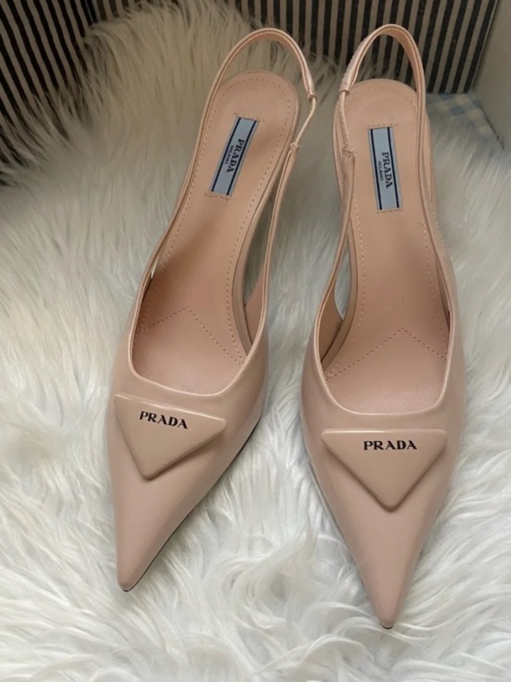 Prada Blush Nude Pointed Slingback Pumps
